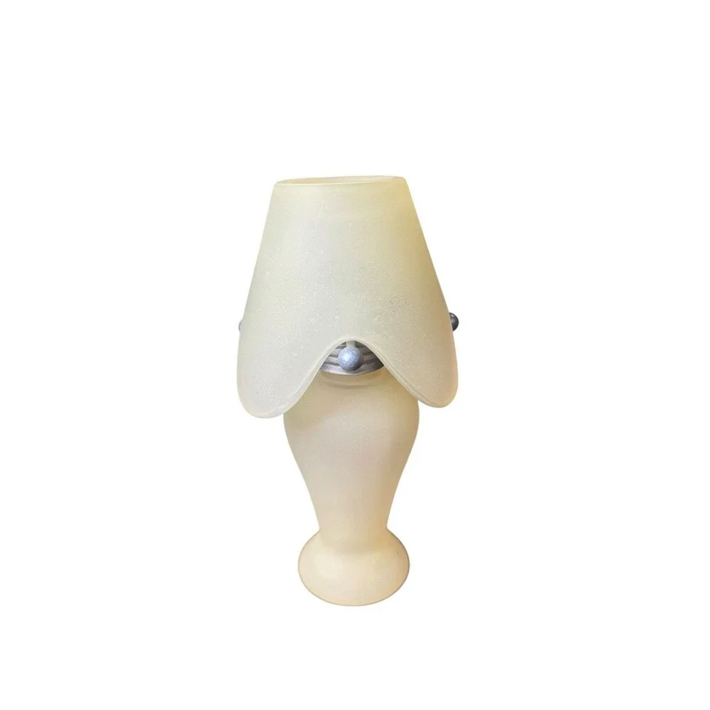 Vintage Fairy Light Lamp Yellow Frosted Glass Candle Holder 6.5” Height 1998